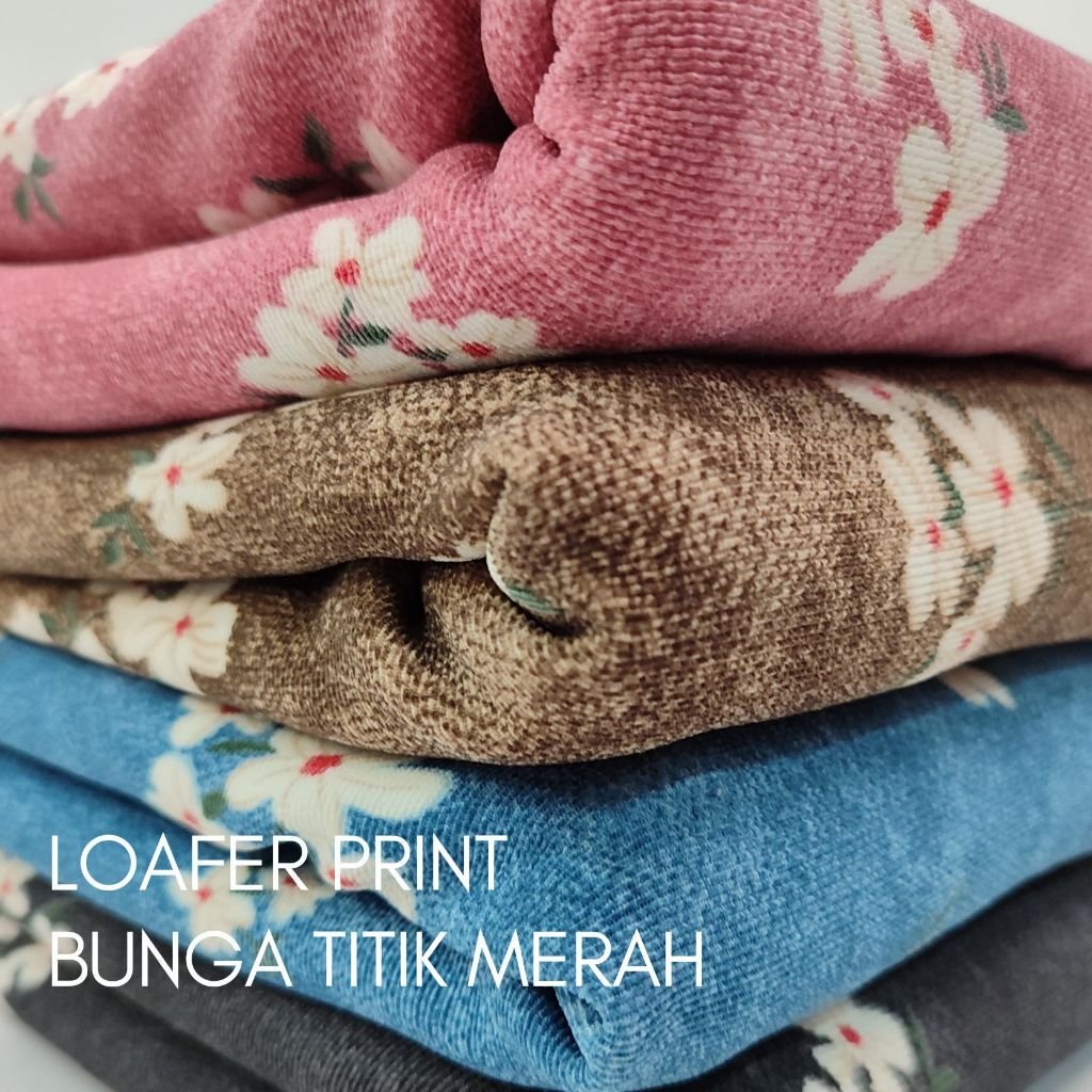 Loafer Print Motif Bunga Titik Merah